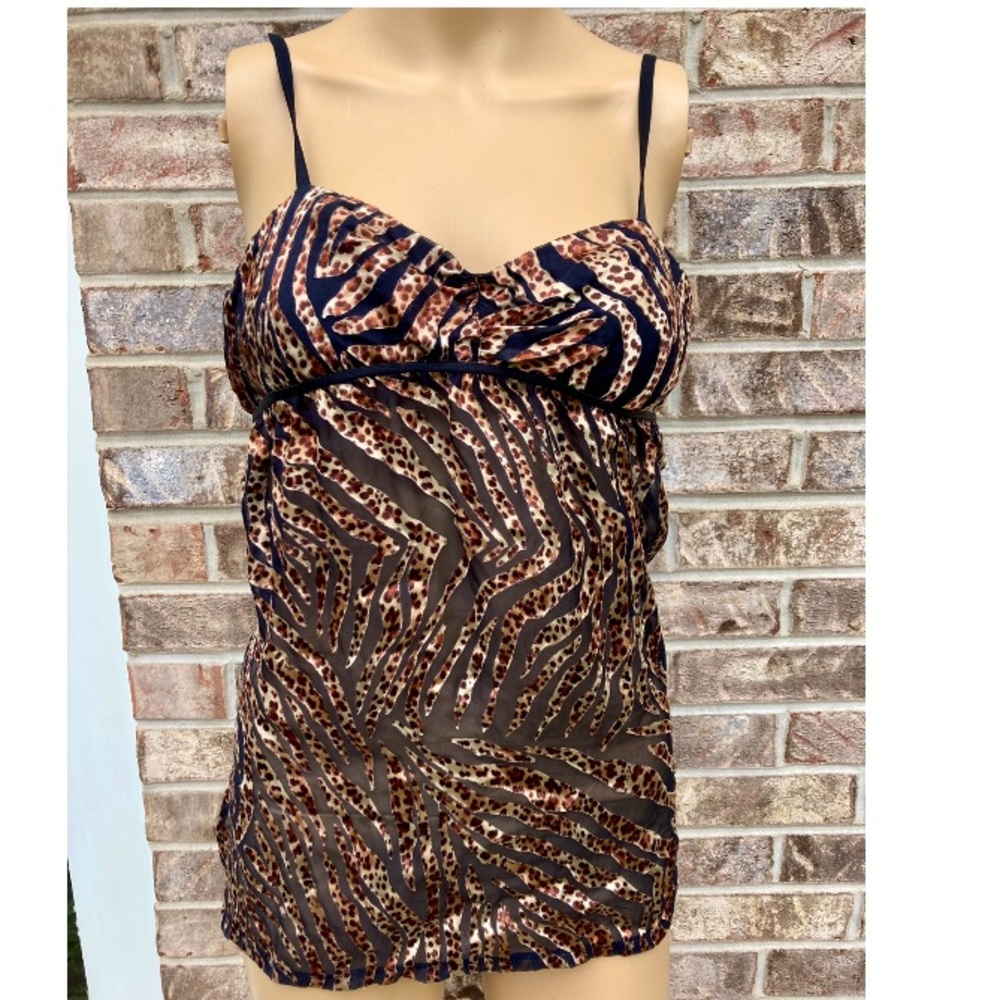 Cheetah & Black Sheer Cami Lingerie Top